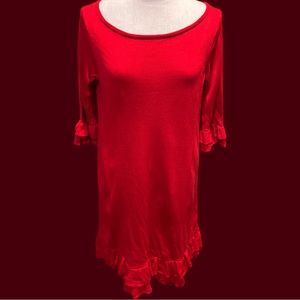 New Direction XL red ruffle sweater knee length dress